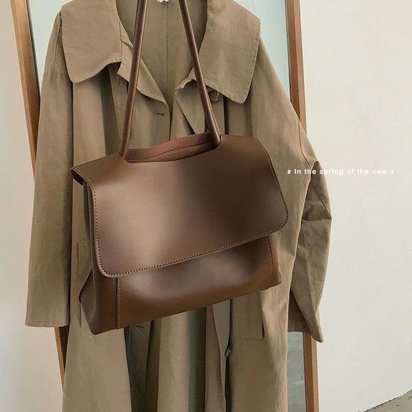 

evening bags large capacity women solid color soft pu leather shoulder bag designer fashion handbags and purse2021.