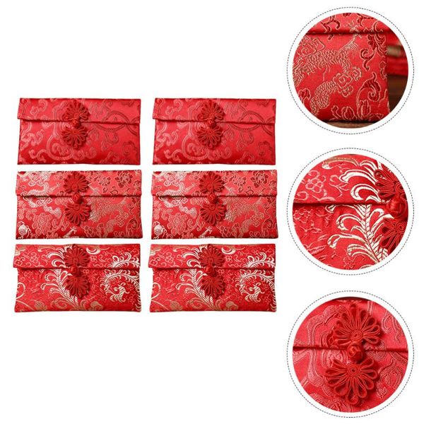 

6pcs chinese knot red packets year brocade exquisite envelopes gift wrap
