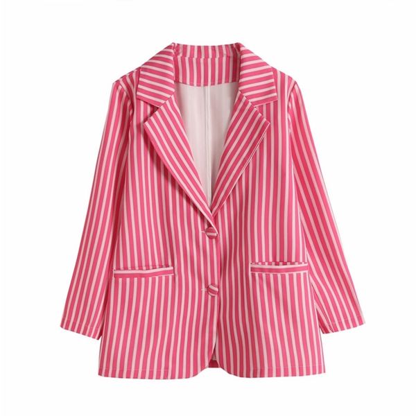 

summer women striped ol blazers coats casual long sleeve single breasted blazer female elegant street outerwear 210513, White;black