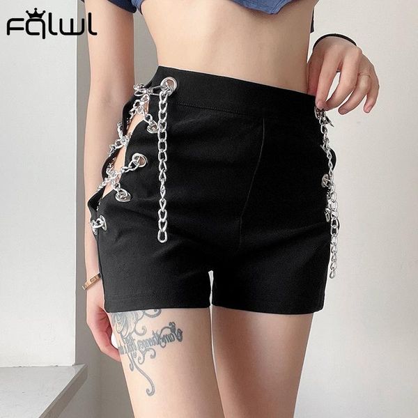 

black hollow out chain high waisted shorts women summer 2021 skinny short pants female bottom club party booty women's, White;black