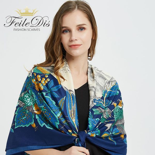 

scarves [feiledis] 2021 women large shawls print stoles square bandana kerchief scarf female soft as0517, Blue;gray