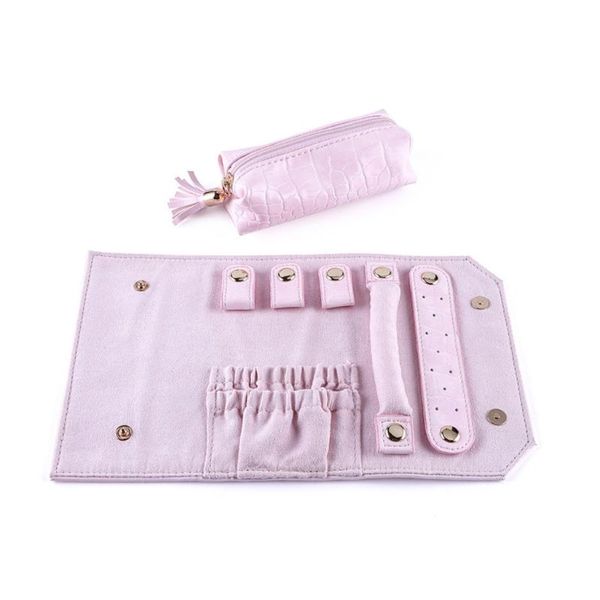 

jewelry pouches, bags portable travel organizer box roll pu leather jewellery storage pouch for rings earrings necklaces, Pink;blue