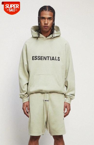 

fog fear of god eentials fw letter logo rubberized hoodie matcha green #ha8v, Black