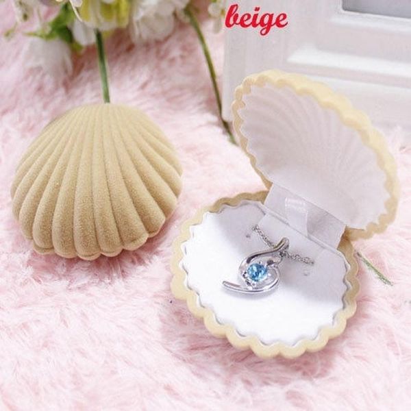

storage boxes & bins 1pc box for necklace ring earring elegant shell shape velvet jewelry engagement wedding birthday party gifts