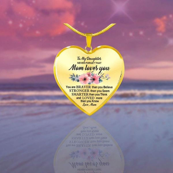 

pendant necklaces to my daughter heart shape necklace for women bear gifts from love mom dad birthday gift jewelry, Silver