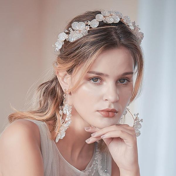 

european and american brides handmade crown earrings set wedding po studio pography props wholesale headwear hair clips & barrettes, Golden;silver