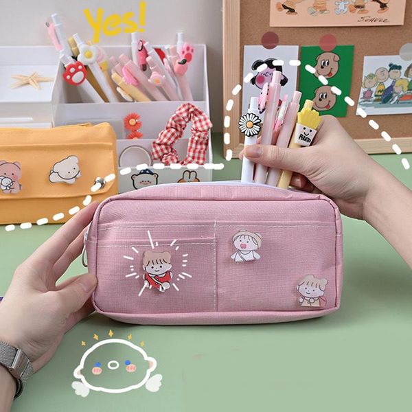 

storage bags pencil case stationery canvas cute makeup bag school supplies
