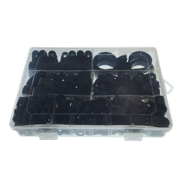

200pcs nylon plastic cable clips clamp r-type fasteners assortment fishing tackle boxes accessories
