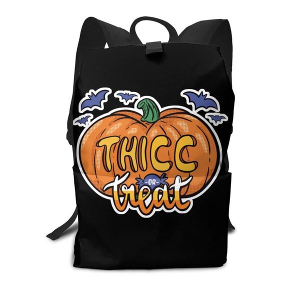 

backpack halloween pumpkin thicc or treat backpacks funny cute polyester picnic tourist large bags