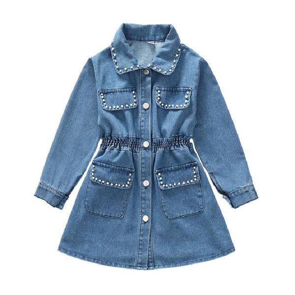 

girl's dresses teens girls autumn children's clothing for 5-14 years old long-sleeved denim dress of kids fashion jackets, Red;yellow