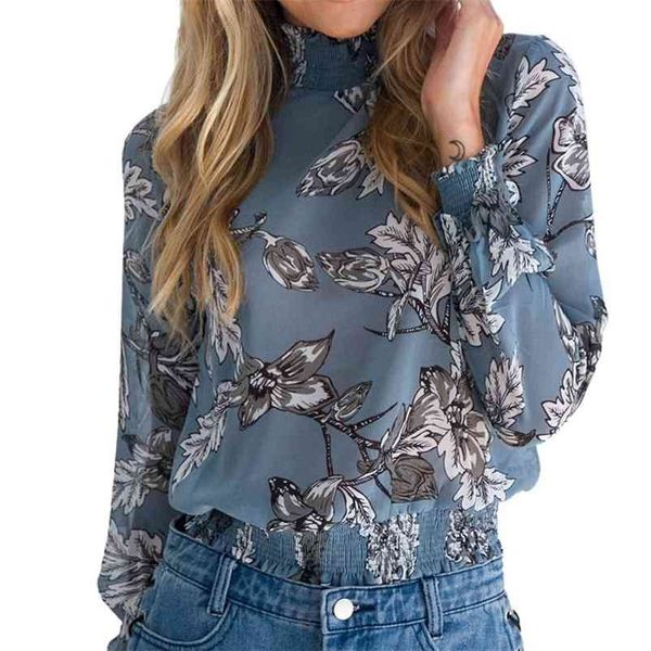 

chiffon shirt women long sleeve blouse fashion vintage floral print blouse shirt chemise blusa feminina 210426, White