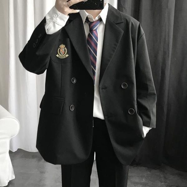 

gothic autumn dk suit jacket male jk student uniform abstinence department bf wind black casual men and women women's suits & blazers, White;black