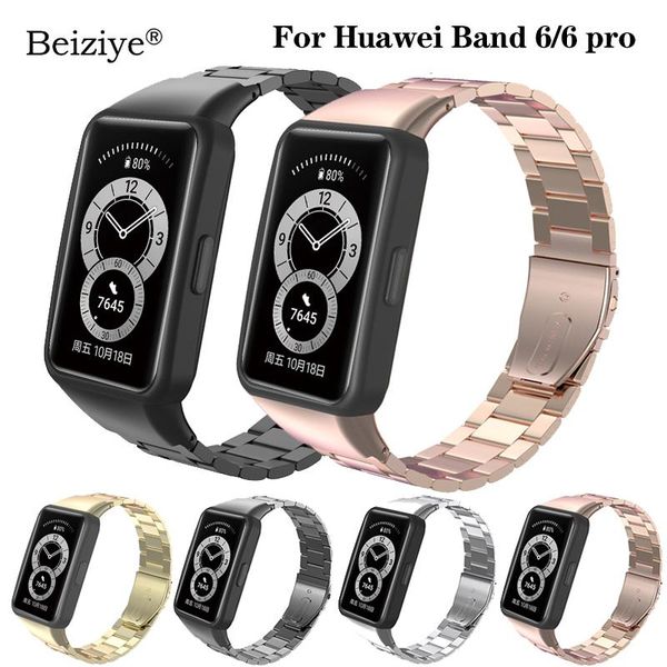 

watch bands stainless steel strap for huawei band 6 pro/6 smart bracelet honor classic wristband replacement accessories, Black;brown