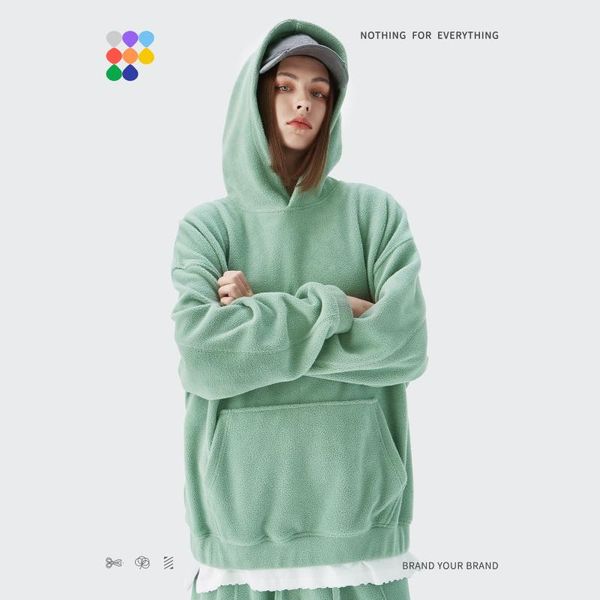 

men's hoodies & sweatshirts alt basic matching oversized hoodie for men women pullover winter thick warm polar fleece hooded sweatshi, Black