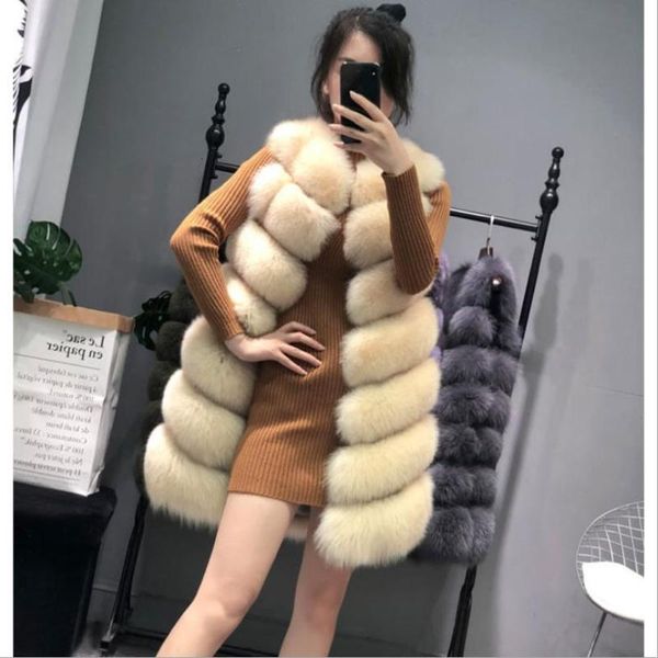 

women's fur & faux s-3xl winter fashion women 7 steps imitation vest coat long waistcoat jacket sleeveless stitching outwear l1439 xkqf, Black