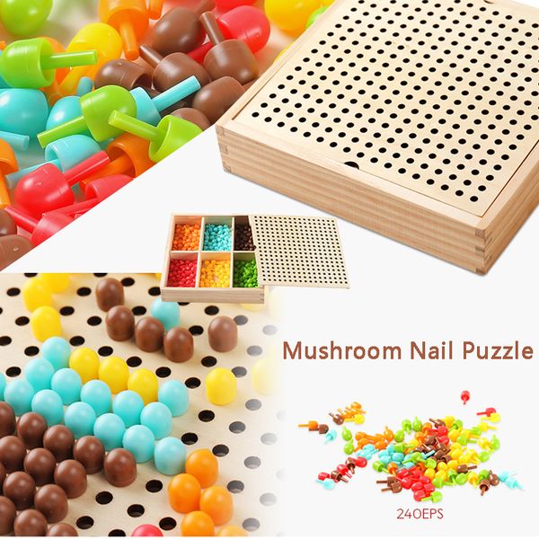 

Early Educational Mushroom Nail Beads Puzzle Toys Parent-child Intelligent 3D Puzzle Games Jigsaw Board As For Children Gift
