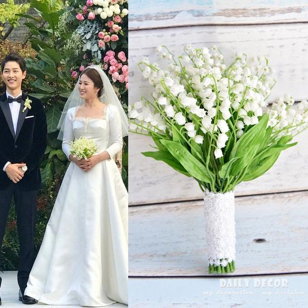 

high simulation artificial abutilon pictum / bellflower bride's bouquet fake campanula flowers wedding bridal white decorative & wreath
