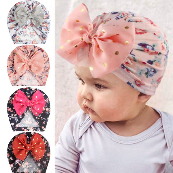 

factory sholesale new baby turban printed children's bow pullover hat baby headband indian hat popular fashion xmas gift