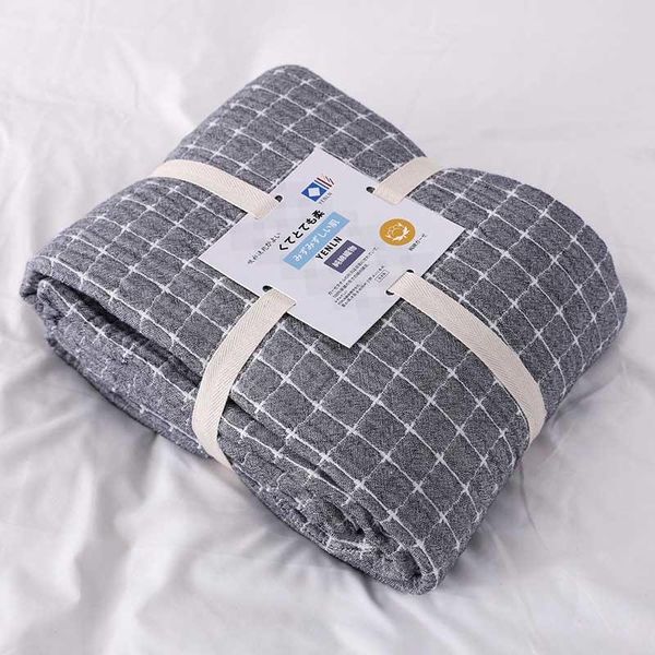 

blankets grid summer yarn home textile blanket travel cotton gauze quilt bedspread breathable baby plaid bed linen stretch furniture