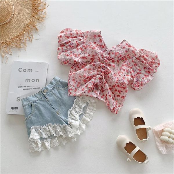 

wlg girls blouses kids summer short sleeve floral printed cool cute shirts baby girl beautiful for 1 6 years, White;black