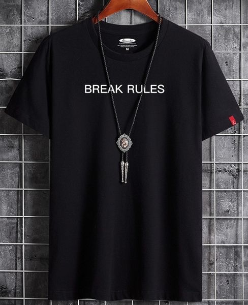 

men's t-shirts mens t-shirts summer simple fashion streetwear cotton tshirt short sleeved break rules print casual tee t-shirt black pl, White;black