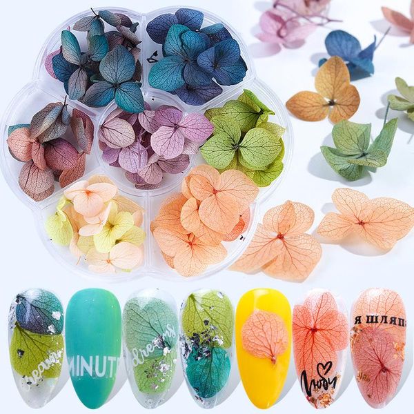

nail art decorations pressed dried flower decoration hydrangea floral petal diy tips sticker dry leaf decals uv gel polish manicure, Silver;gold