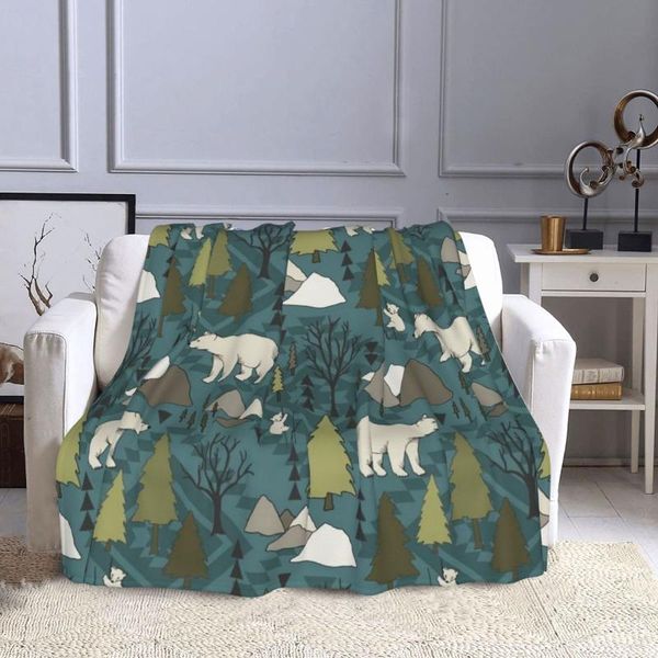 

blankets bear mountain pattern lightweight blanket for home decor, bed, sofa, black, 50"x40"
