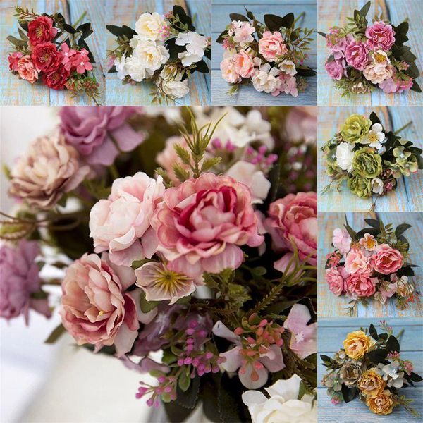 

peony diy party decoration vintage silk artificial flowers bouquet small fake rose for wedding festival supplies home decorÂ· decorative & wr