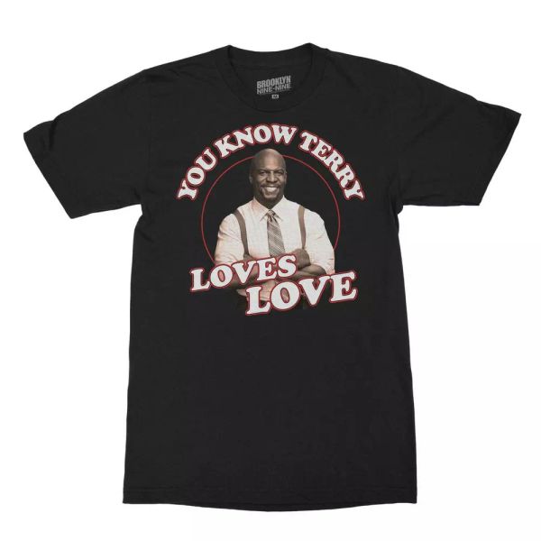

brooklyn nine-nine terry loves love men's t-shirt, White;black