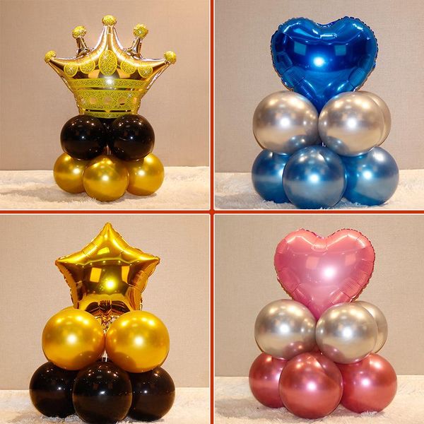 

party decoration 10pcs/set rose gold star heart foil balloons space theme birthday decorations kids globos wedding entrance guide ballon