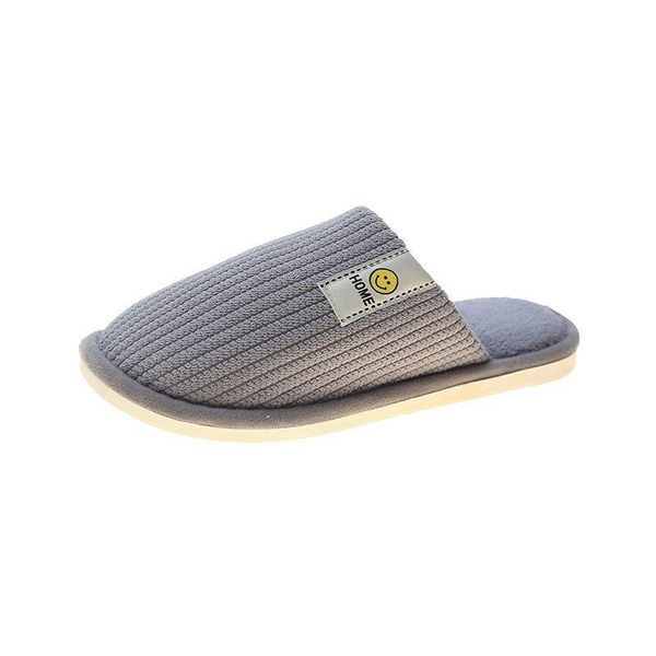 

warm winter home slippers knitted cotton non-slip thick house shoes women men indoor flats plus size 36-44, Black
