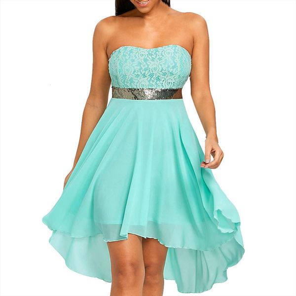 

40 lace sequins womens dresses strapless party embroideried off shoulder chiffon elegant bandeau irregular, Black;gray