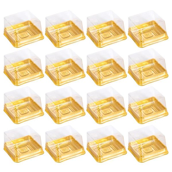 

storage bottles & jars 50 pcs moon cake boxes golden baking square plastic egg-yolk puff container packing box for cheese pastry