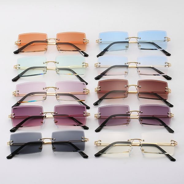

rimless cut edge 8810 delicate fashion net red sunglasses men's progressive color for man woman, White;black