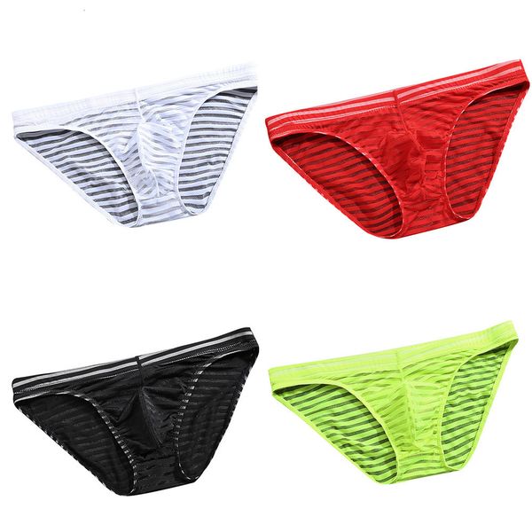 

men's briefs ice silk material underwear striped underwears breathbale seamless panties ropa fashion modal, Black;white