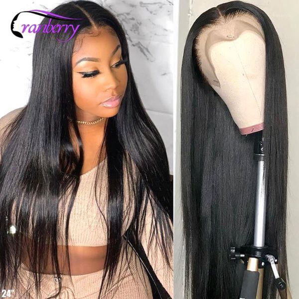 

cranberry hair bone straight wig t-middle/right part remy malaysian human wigs for black women prelucked hairline1, Black;brown