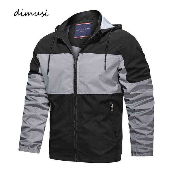 

dimusi winter men's bomber jackets fashion patchwork zipper jackets mens casual outwear windbreaker hooded coats man clothing y1122, Black;brown
