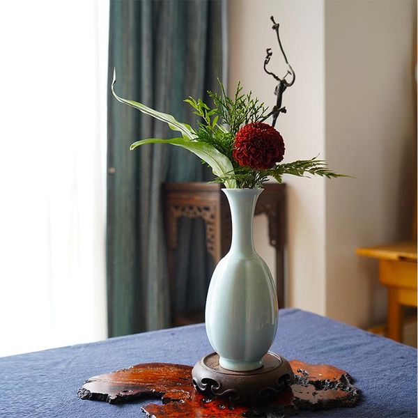 

vases chinese-style ceramic flower arrangement vase ware imitating song melon-shaped porcelain japanese-style decoration
