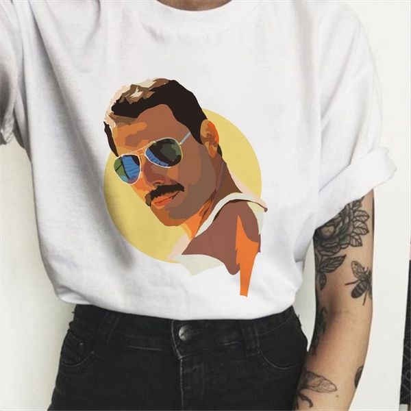 

freddie queen band womens short sleeve tees harajuku vintage fashion girl, White