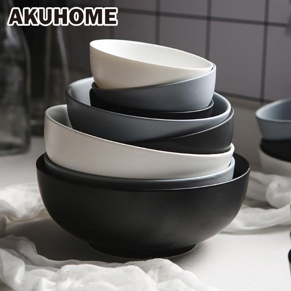 

bowls ceramic rice bowl tableware vintage classic matte soup simple and creative salad cutter akuhome
