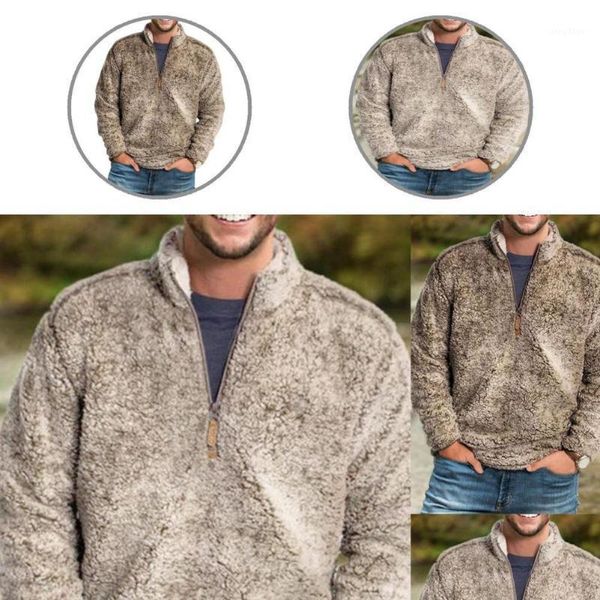 

men's jackets easy to wash lamb sweater warm anti-shrink men coat for autumn casual, Black;brown