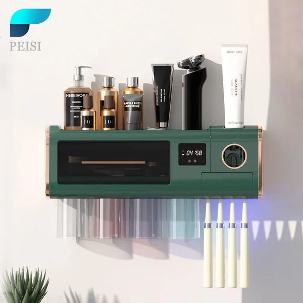 

multifunctional uv toothbrush holder automatic toothpaste dispenser squeezer shelf bathroom accessories set storage rack bath accessory