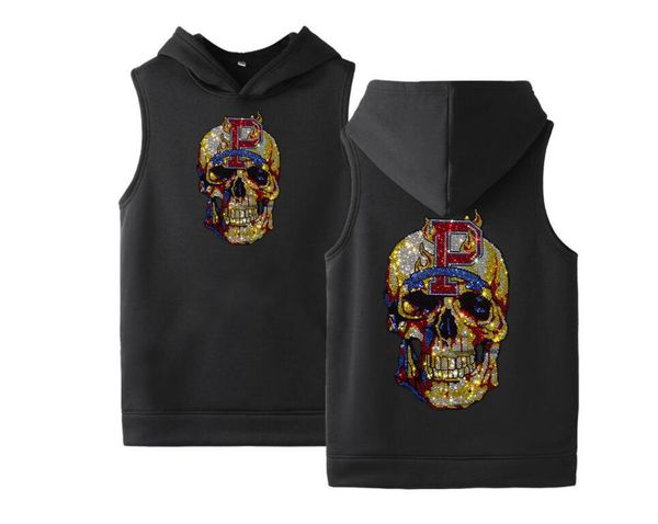 

men's vest with hat drill men hooded sweatshirts hoodie hiphop men casual, Black
