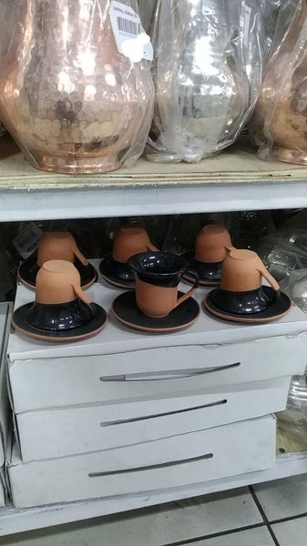 

cups & saucers earthenware glazed cup set 12 piece turkish coffee sets cups- 6 cups,