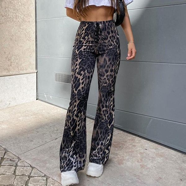 

brown leopard y2k joggers women high waist flare pants double layer mesh e girl aesthetic trousers female sweatpants women's leggings, Black
