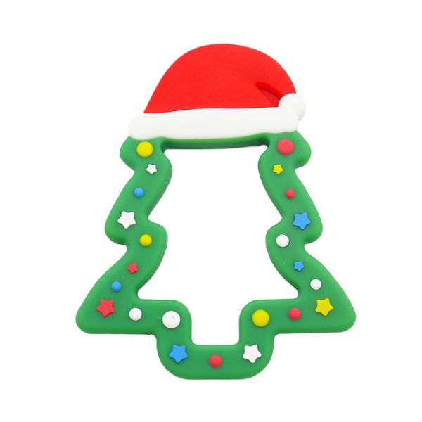 

100% food grade diverse edible printing design wean style christmas tree shape chewable rattles gorgeous set christmas day gift