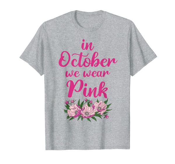 

cute in october we wear pink gift breast cancer awareness t-shirt, White;black