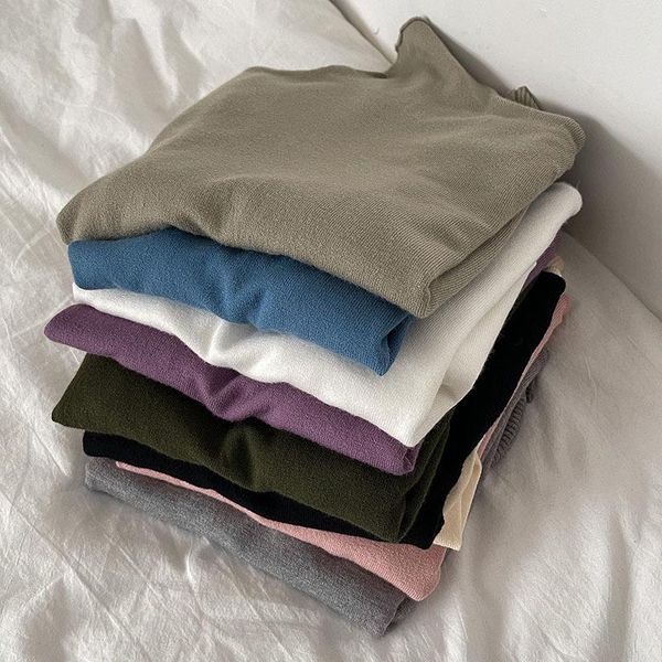 

women's sweaters soft pure color knit sweater long-sleeved women pullovers autumn 2021 temperament turtlenecked tide winter, White;black
