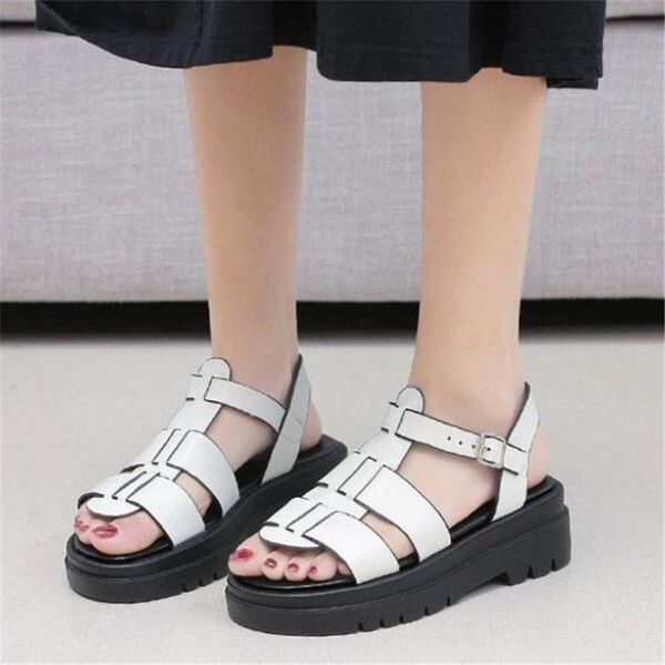 

sandals wedges shoes for women high heels summer chaussures femme platform non-slip, Black