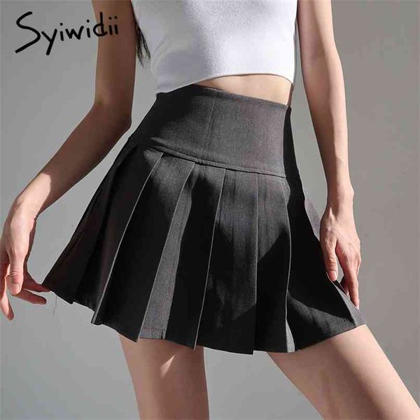 

pleated skirt womens mini black plus size lolita harajuku high waist summer clothing gothic solid skirts 210607